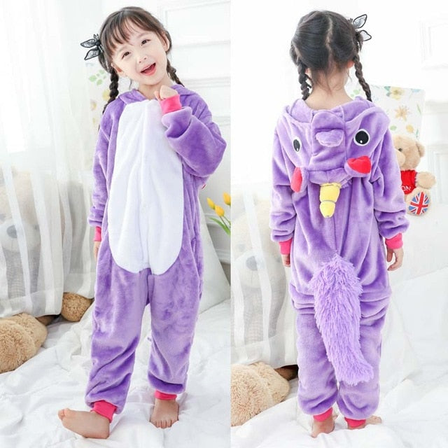 Children's Pajamas for Boys Girls Unicorn Pajamas Flannel Kids Pijamas Set Animal Kids Sleepwear Winter Boys Gilrs Onesies 4-12