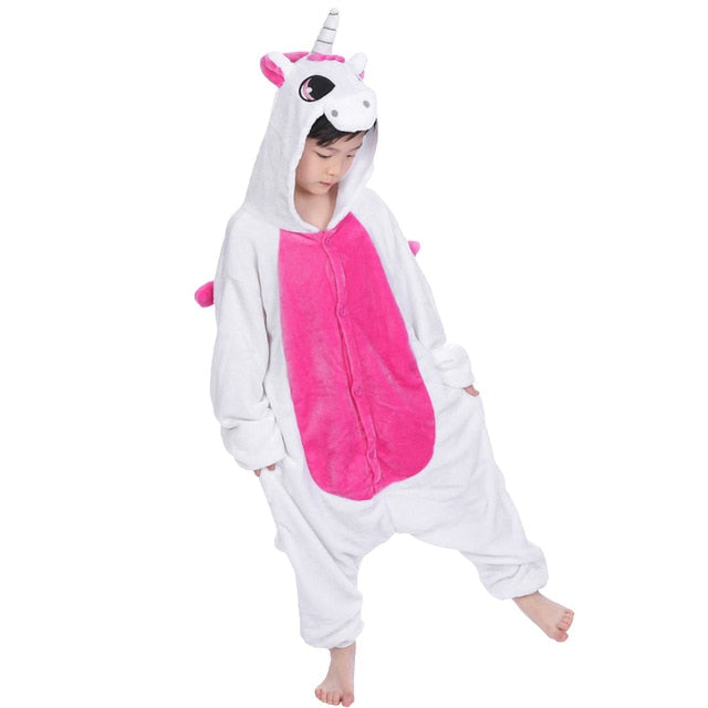 Children's Pajamas for Boys Girls Unicorn Pajamas Flannel Kids Pijamas Set Animal Kids Sleepwear Winter Boys Gilrs Onesies 4-12