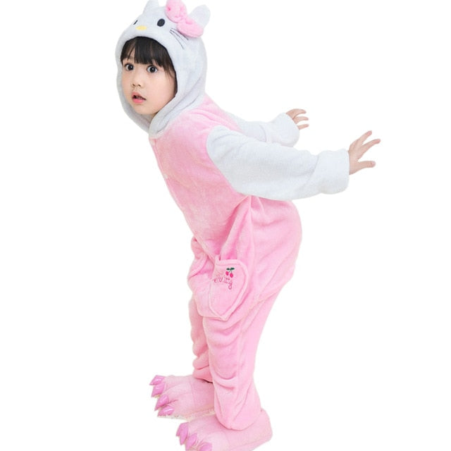 Children's Pajamas for Boys Girls Unicorn Pajamas Flannel Kids Pijamas Set Animal Kids Sleepwear Winter Boys Gilrs Onesies 4-12