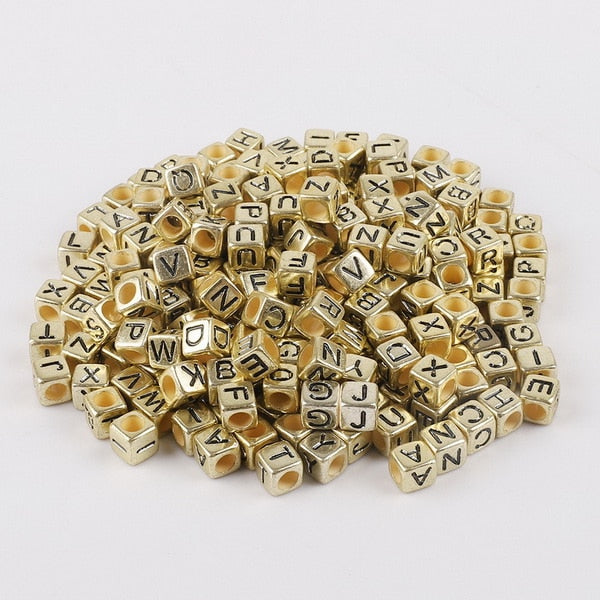 Mixed 6mm Acrylic Beads 100pc Square Alphabet Letter Digital Cube Heart Beads Charms Bracelet Necklace For Jewelry Making DIY