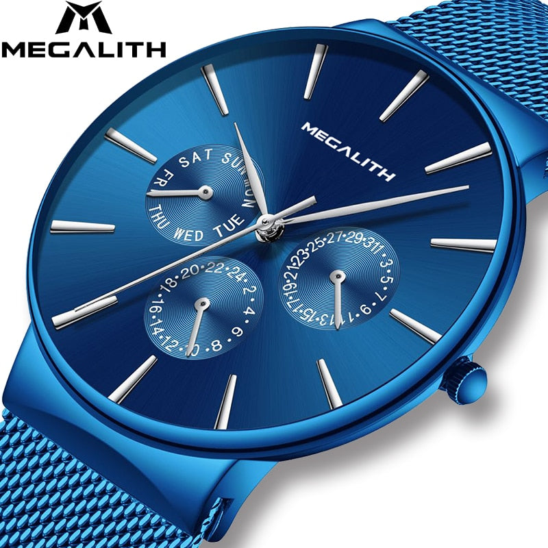 MEGALITH Mens Watches Top Brand Luxury Waterproof Wrist Watches Ultra Thin Date Simple Casual Quartz Watch For Men Sports Clock