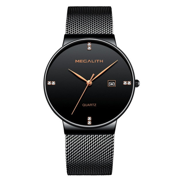 MEGALITH Mens Watches Top Brand Luxury Waterproof Wrist Watches Ultra Thin Date Simple Casual Quartz Watch For Men Sports Clock
