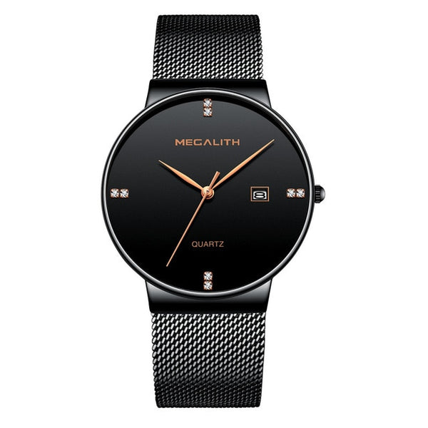 MEGALITH Mens Watches Top Brand Luxury Waterproof Wrist Watches Ultra Thin Date Simple Casual Quartz Watch For Men Sports Clock
