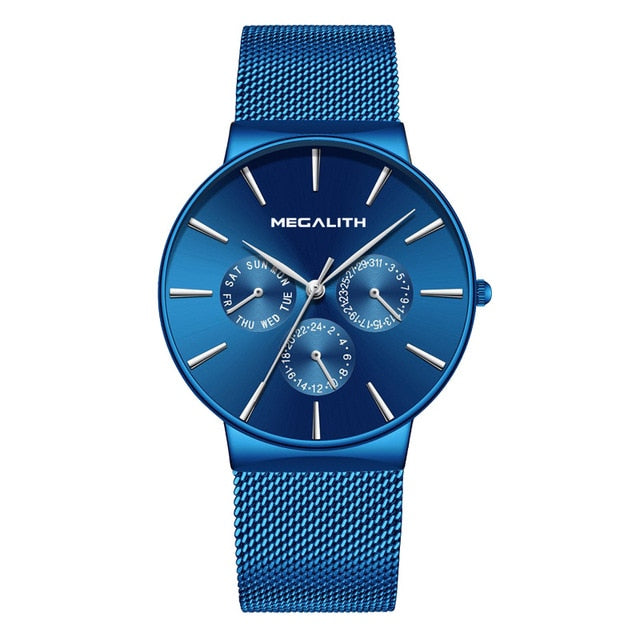 MEGALITH Mens Watches Top Brand Luxury Waterproof Wrist Watches Ultra Thin Date Simple Casual Quartz Watch For Men Sports Clock