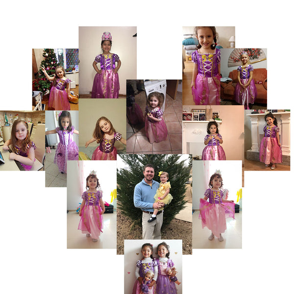 PaMaBa Elegant Princess Dress for Girls Rapunzel Cinderella Cosplay Costume Children's Party Dress-up Snow White Kids Ball Gown