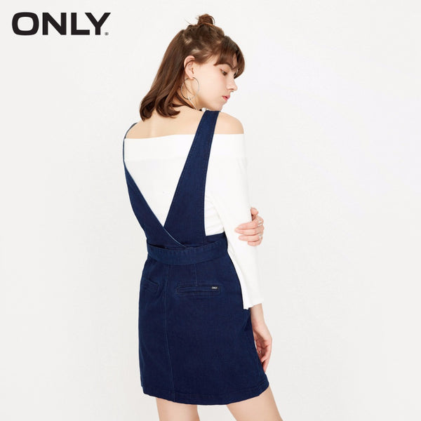 ONLY  Women 2-pieces set  single breasted tie up Waist band denim dress female