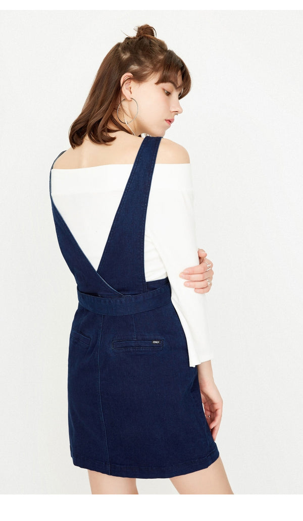 ONLY  Women 2-pieces set  single breasted tie up Waist band denim dress female