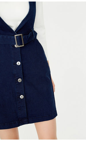 ONLY  Women 2-pieces set  single breasted tie up Waist band denim dress female