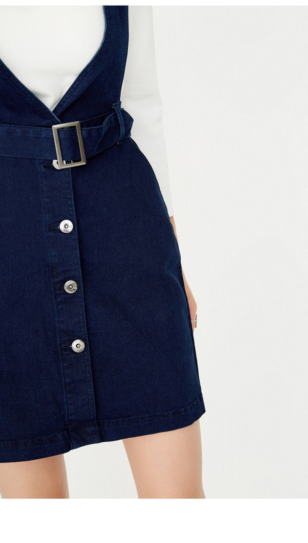 ONLY  Women 2-pieces set  single breasted tie up Waist band denim dress female