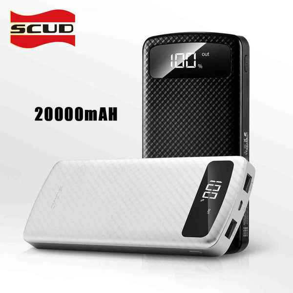 20000mAh power bank  with LED digital display SCUD external battery dual USB highspeed fast charge slim portable powerbank 2.1A