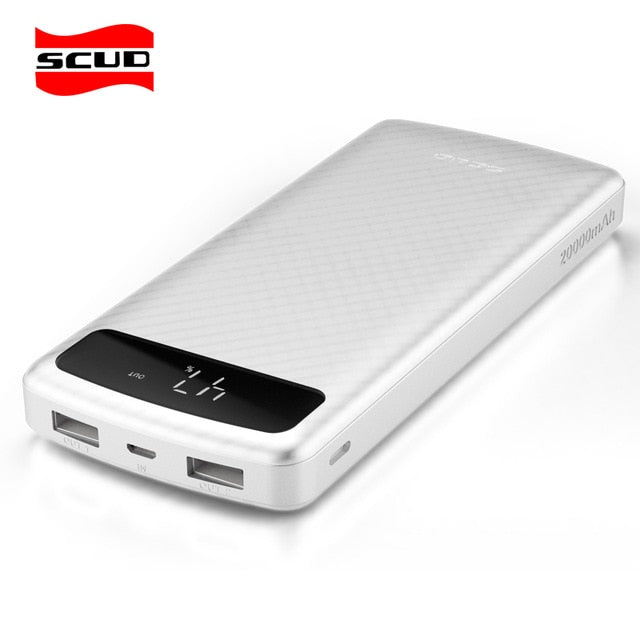 20000mAh power bank  with LED digital display SCUD external battery dual USB highspeed fast charge slim portable powerbank 2.1A