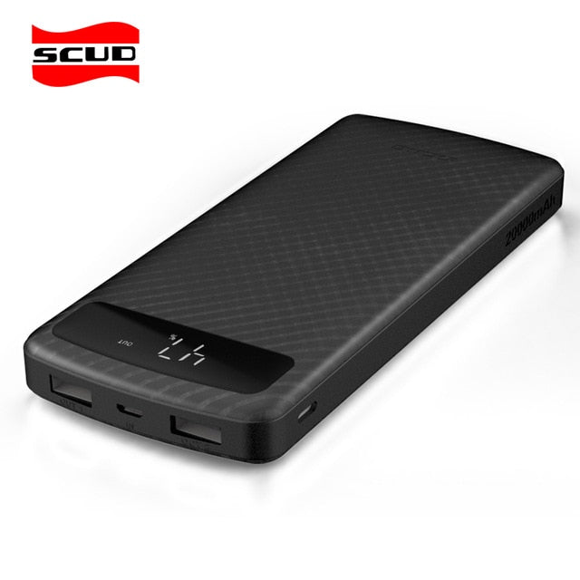 20000mAh power bank  with LED digital display SCUD external battery dual USB highspeed fast charge slim portable powerbank 2.1A
