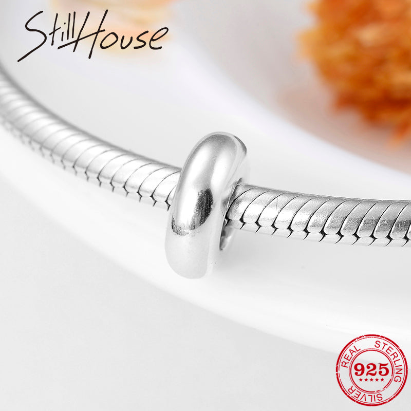2019 Authentic 925 Sterling Silver smooth round Spacer Stopper Beads For Jewelry making Fit Original Pandora Charm Bracelets