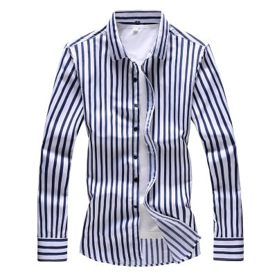 2018 New Arrival Striped Red Men's Long Sleeve Shirt High Quality Casual Fashion Blue Shirts Cotton Clothing 5XL 6XL 7XL 8210