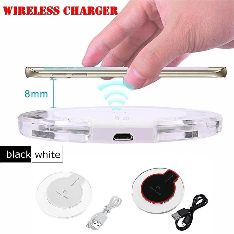 Qi Ultra Slim Wireless Charger Crystal Clear Charging Pad LED Lighting for Samsung S7 S8 S8 Plus New Arrival