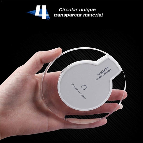 Qi Ultra Slim Wireless Charger Crystal Clear Charging Pad LED Lighting for Samsung S7 S8 S8 Plus New Arrival