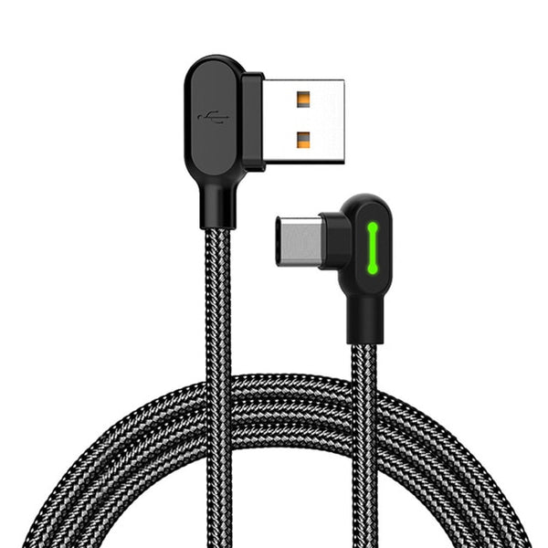USB 3.1 Fast Charger Cable Right Angle 90 Degree Data Sync Cable with Light New Arrival