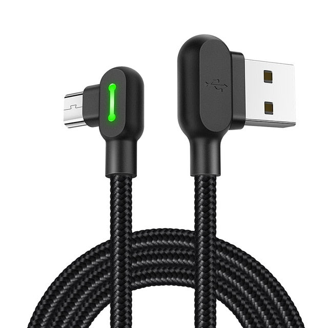 USB 3.1 Fast Charger Cable Right Angle 90 Degree Data Sync Cable with Light New Arrival
