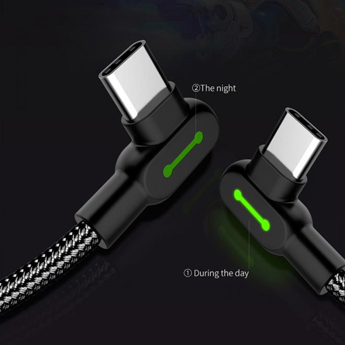 USB 3.1 Fast Charger Cable Right Angle 90 Degree Data Sync Cable with Light New Arrival
