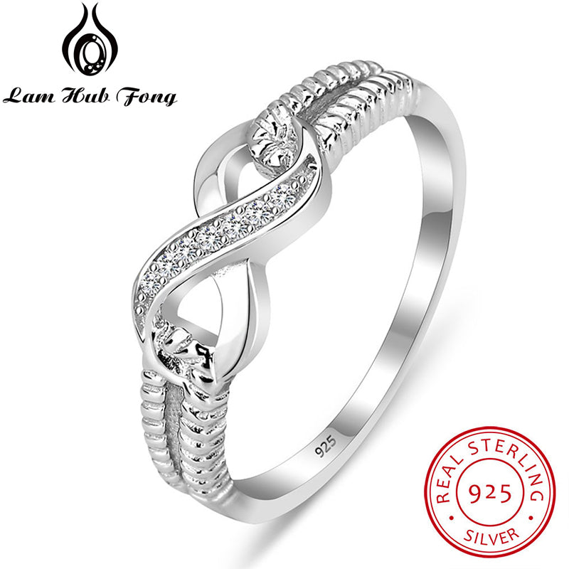 925 Sterling Silver Infinity Ring Cubic Zirconia CZ Eternity Rings for Women Size 5 6 7 8 9 10 Trendy Jewelry (Lam Hub Fong)
