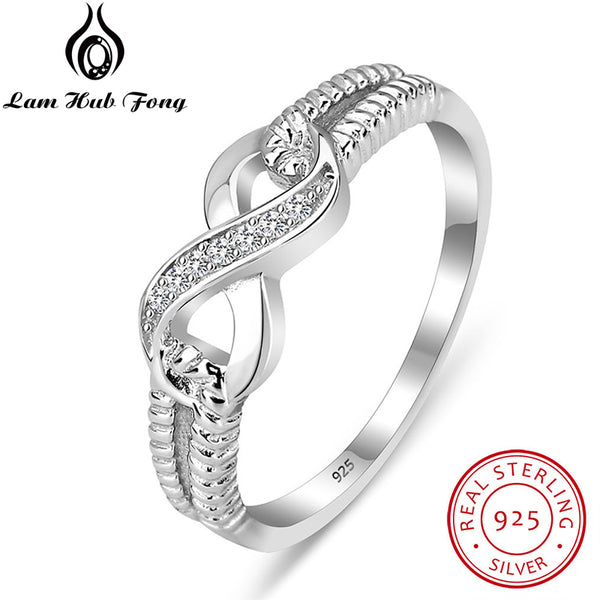 925 Sterling Silver Infinity Ring Cubic Zirconia CZ Eternity Rings for Women Size 5 6 7 8 9 10 Trendy Jewelry (Lam Hub Fong)