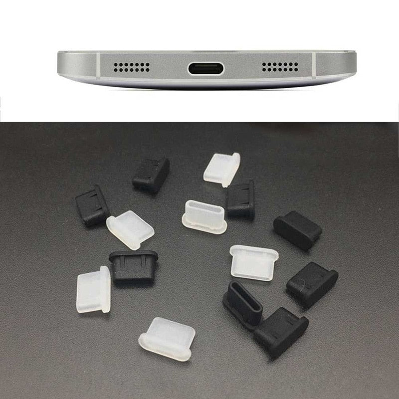 5pcs Dustproof Cover Cap Jack Charger Plug Type-C Port Anti-dust For Mobile Phone EM88