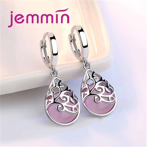 Jemmin Brand Real 925 Sterling Silver Moonlight Opal Tears Totem Drop Earrings oorbellen For Femmes Valentines Day Gift