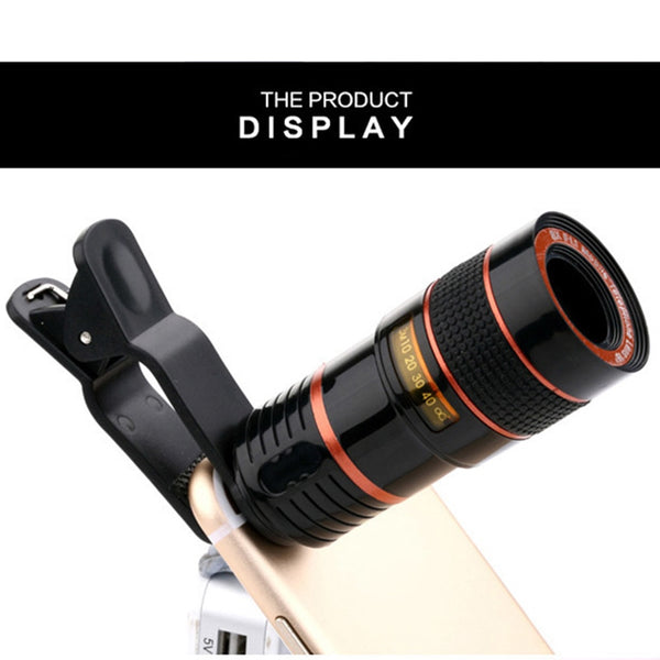 8x Zoom Optical Telescope Mobile Phone Camera Lens with Clip for iPhone Samsung HTC Huawei Sony EM88