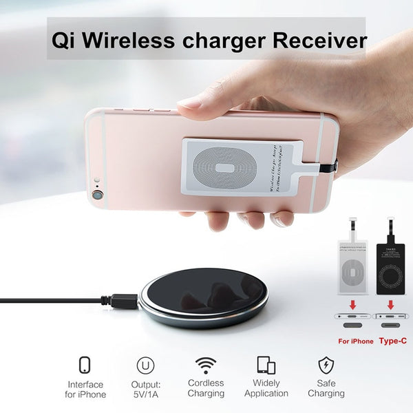 Universal Qi Wireless Charger Receiver Card Charger Adapter Pad Coil for iPhone/Type-C EM88
