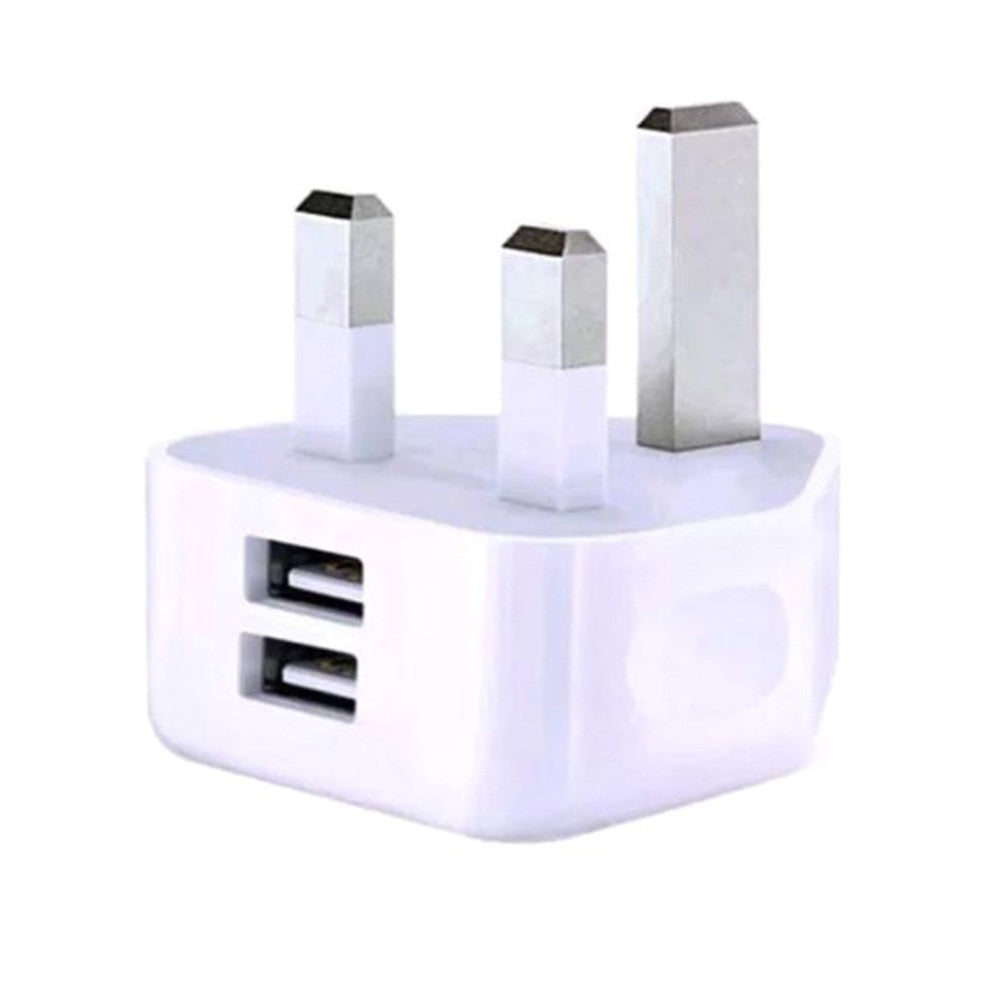 Wall Charger Adapter Dual USB UK 3 Pin Plug Travel Charging Durable For Mobile Phone EM88