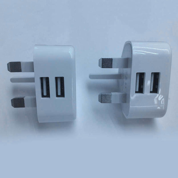 Wall Charger Adapter Dual USB UK 3 Pin Plug Travel Charging Durable For Mobile Phone EM88