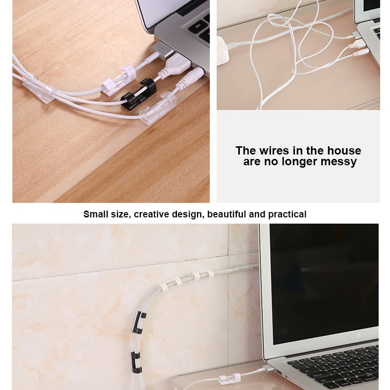 20 PCS Self Adhesive Line Holder Wire Cable Cord Clips Clamp Table Wall Tidy Organizer Tool EM88