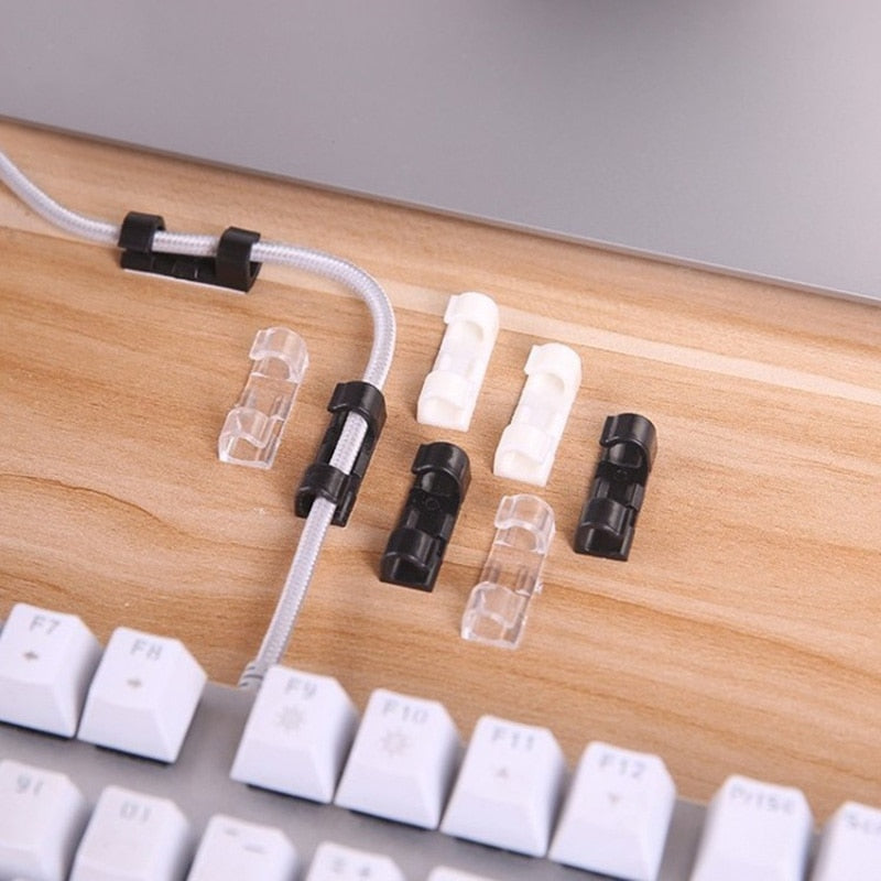 20 PCS Self Adhesive Line Holder Wire Cable Cord Clips Clamp Table Wall Tidy Organizer Tool EM88