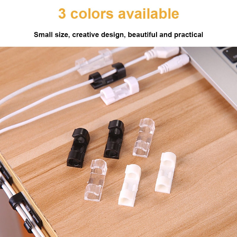 20 PCS Self Adhesive Line Holder Wire Cable Cord Clips Clamp Table Wall Tidy Organizer Tool EM88