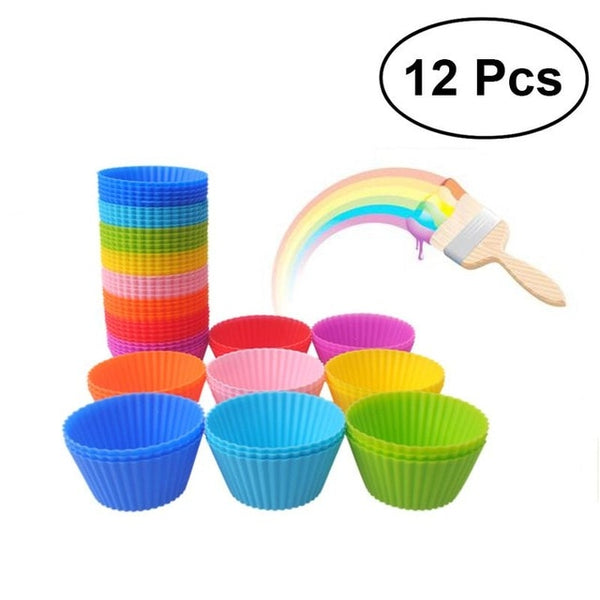 12 Pieces 7cm Round Silicone Baking Cake Molds Jelly Mould Cupcake Maker Muffin Cup