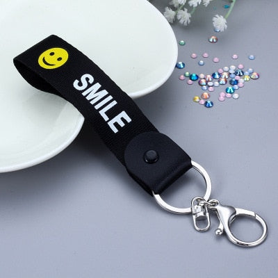 10Pcs/lot Nylon Wrist Strap Lanyard Smile Short Rope for Phones iPhone X Samsung Xiaomi Camera Cell Phone USB Mp3 Mp4 For Keys
