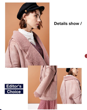 ONLY  womens' winter new lamb cashmere suede cotton jacket