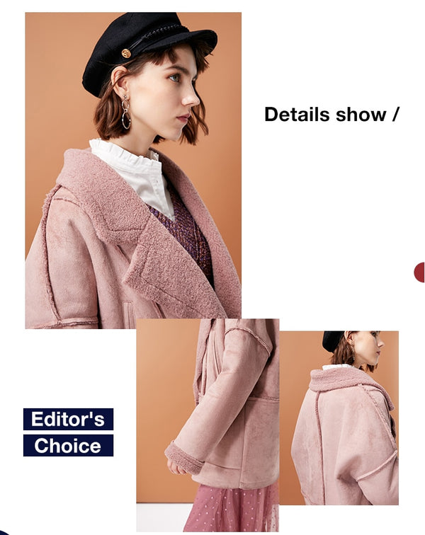 ONLY  womens' winter new lamb cashmere suede cotton jacket