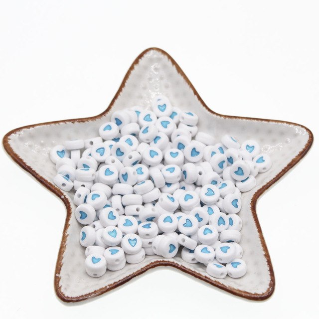 CHONGAI 100Pcs Fashion Jewelry Love Heart Acrylic Flat Round Beads for DIY Craft &Jewelry Making