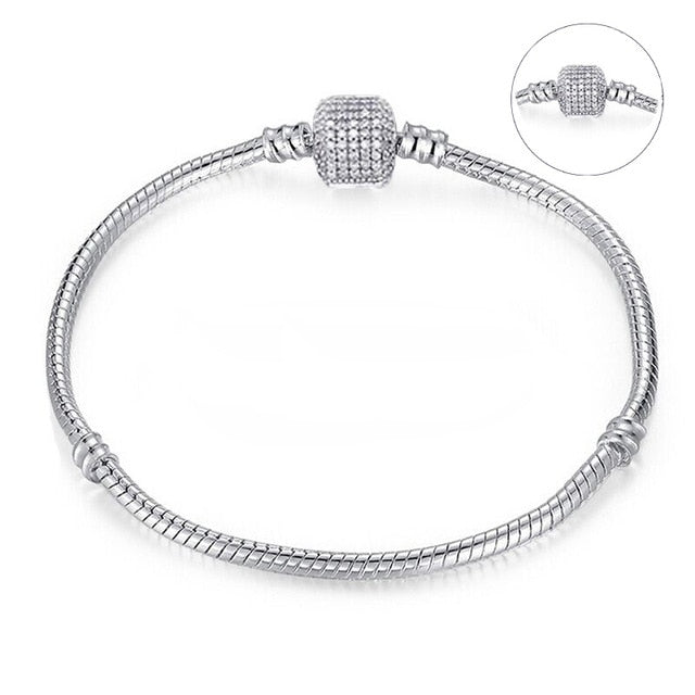 TOGORY Dropshipping Authentic Silver Plated Snake Chain DIY Charm Bracelet & Bangle DIY Fine Bracelet Jewelry for Women Gift