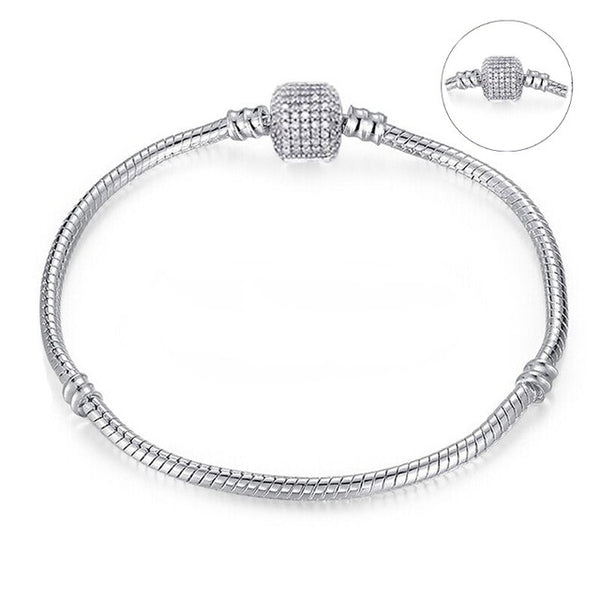 TOGORY Dropshipping Authentic Silver Plated Snake Chain DIY Charm Bracelet & Bangle DIY Fine Bracelet Jewelry for Women Gift