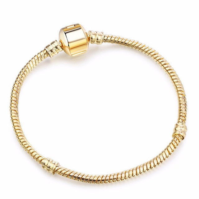 TOGORY Dropshipping Authentic Silver Plated Snake Chain DIY Charm Bracelet & Bangle DIY Fine Bracelet Jewelry for Women Gift