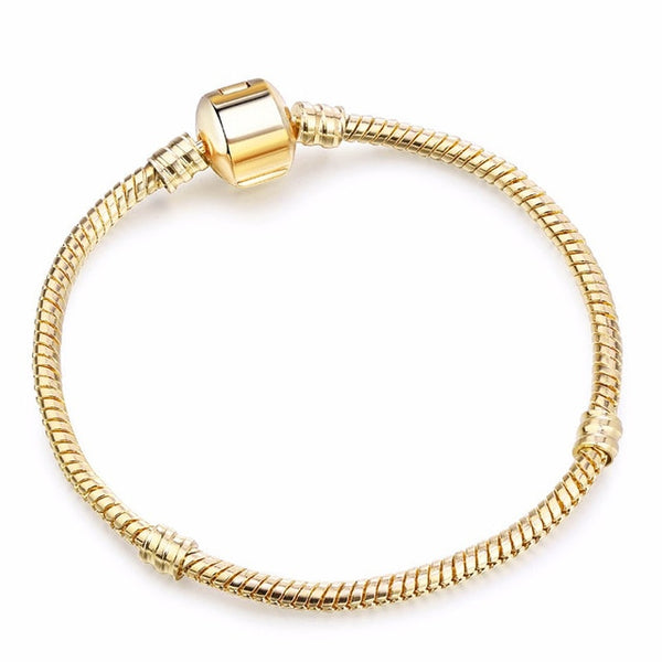 TOGORY Dropshipping Authentic Silver Plated Snake Chain DIY Charm Bracelet & Bangle DIY Fine Bracelet Jewelry for Women Gift
