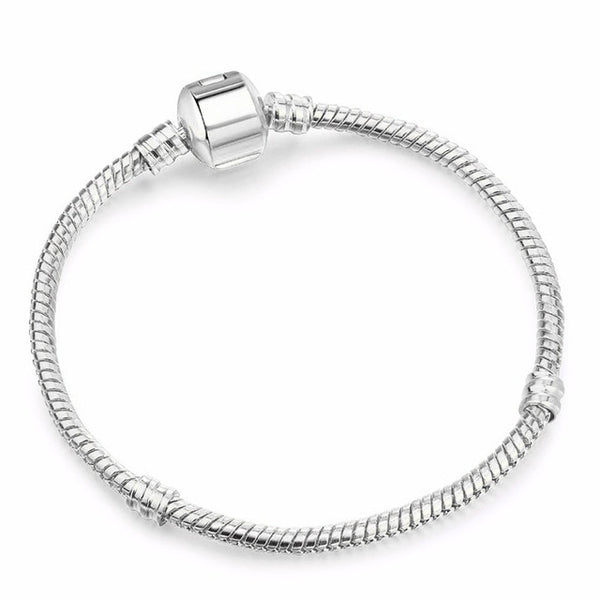 TOGORY Dropshipping Authentic Silver Plated Snake Chain DIY Charm Bracelet & Bangle DIY Fine Bracelet Jewelry for Women Gift