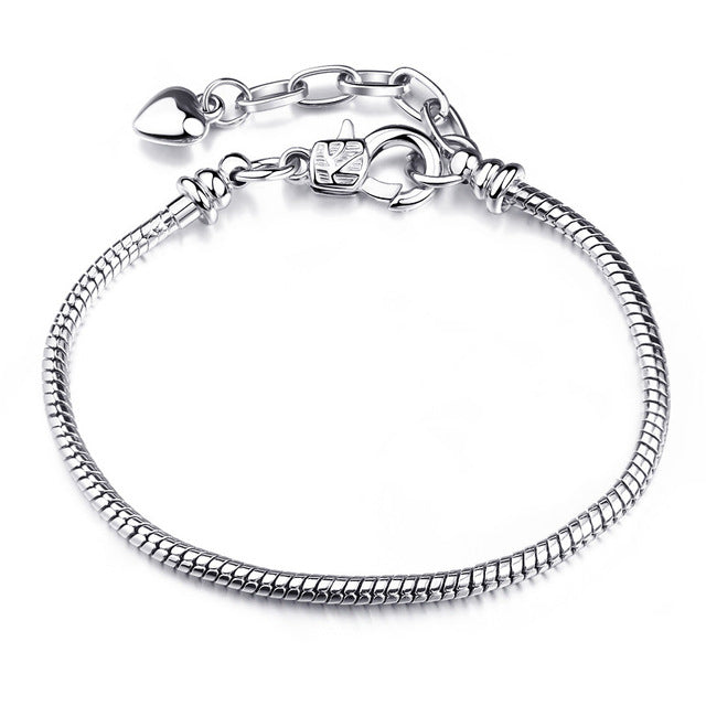 TOGORY Dropshipping Authentic Silver Plated Snake Chain DIY Charm Bracelet & Bangle DIY Fine Bracelet Jewelry for Women Gift
