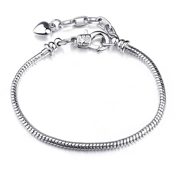 TOGORY Dropshipping Authentic Silver Plated Snake Chain DIY Charm Bracelet & Bangle DIY Fine Bracelet Jewelry for Women Gift