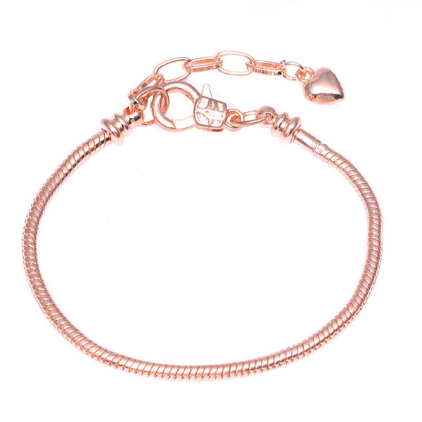 TOGORY Dropshipping Authentic Silver Plated Snake Chain DIY Charm Bracelet & Bangle DIY Fine Bracelet Jewelry for Women Gift