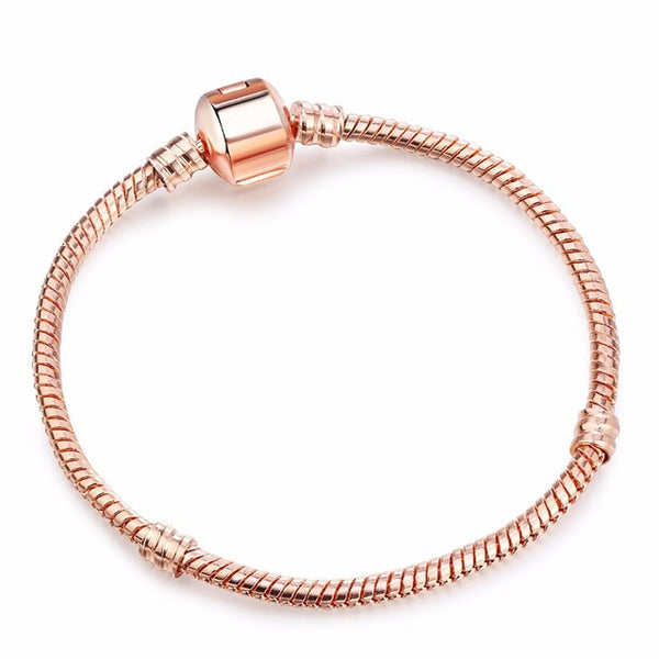 TOGORY Dropshipping Authentic Silver Plated Snake Chain DIY Charm Bracelet & Bangle DIY Fine Bracelet Jewelry for Women Gift