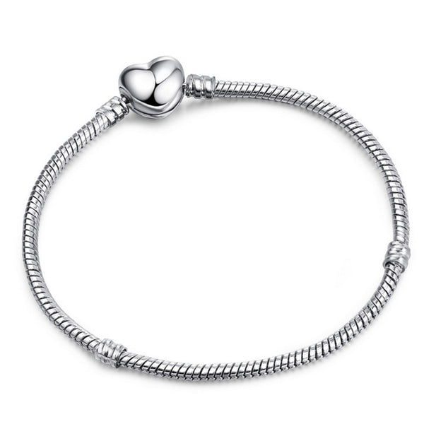 TOGORY Dropshipping Authentic Silver Plated Snake Chain DIY Charm Bracelet & Bangle DIY Fine Bracelet Jewelry for Women Gift