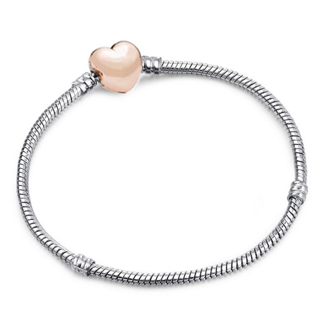 TOGORY Dropshipping Authentic Silver Plated Snake Chain DIY Charm Bracelet & Bangle DIY Fine Bracelet Jewelry for Women Gift